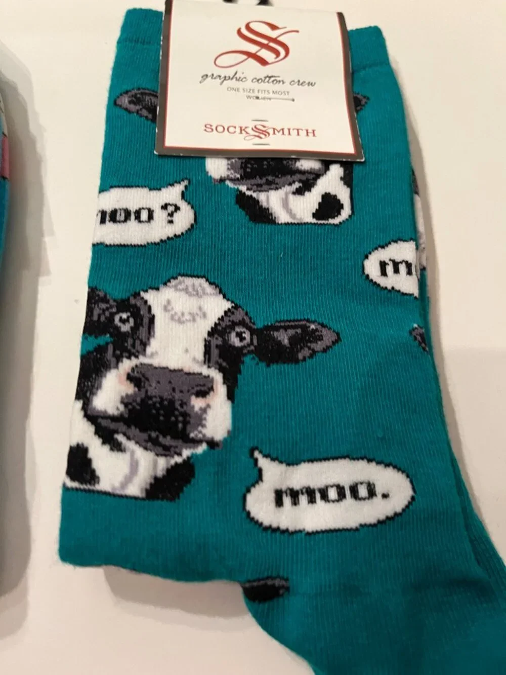 Animal‎ Print (Cow and Pig) Sock Smiths Women's Crew Socks (2 pairs / new)